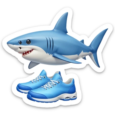 A shark with blue shoes sticker