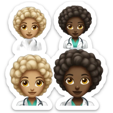 Pretty dark skin afro girl, doctor sticker