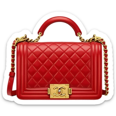 chanel le boy red bag gold hardware sticker