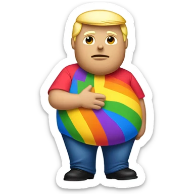 Pregnant trump holding his belly wearing gay pride shirt sticker