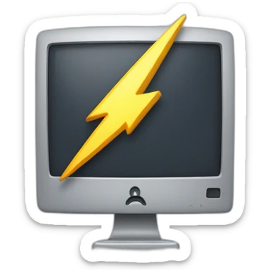 A computer with a lightning bolt coming out of it, symbolizing a forceful restart. sticker