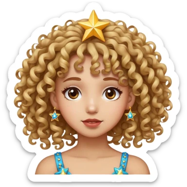 Curly hair girl with star accessories  sticker
