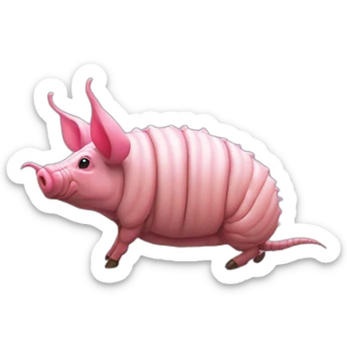Vaporwave pig armadillo cow centipede insect sticker