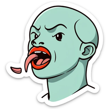 Person demonstrating mewing technique, side profile with visible jawline, tongue positioned on roof of mouth sticker