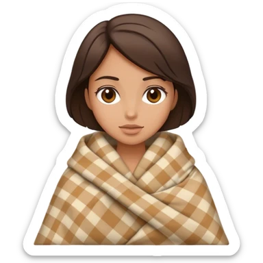 Beige clean girl folded plaid blanket brunette sticker