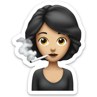dark-haired girl smokes a vape sticker