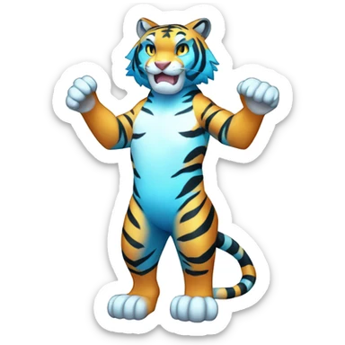 Colorful Shiny Kawaii Blue-striped Tiger-Fakémon-Pokémon full body sticker