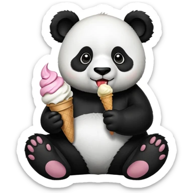 Panda eating ice cream sticker