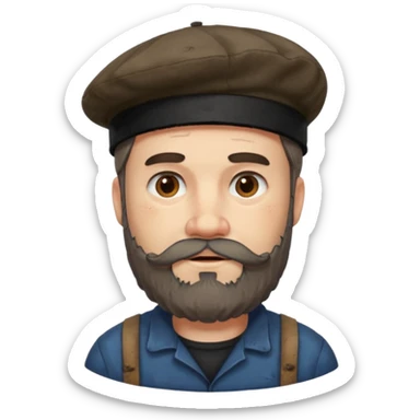 Olentzero es representado como un hombre grueso, desharrapado, manchado de carbón, de buen comer CON BOINA Y BARBA.  sticker