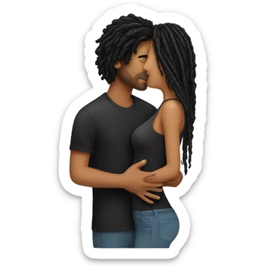 Black hair girl kissing guy with short dreads sticker