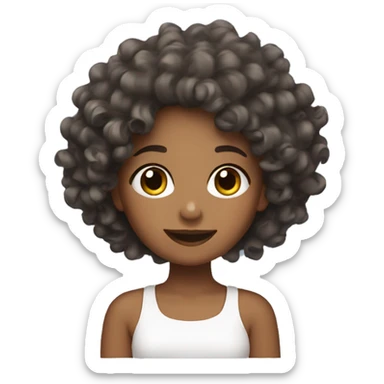 A girl with curly hair doing skincare sticker