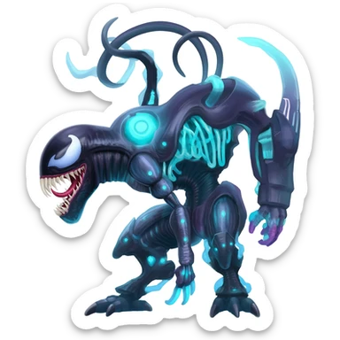 Abstract Futuristic Venom-Xenomorph-Genesect-Lunala-ET-hybrid-fantasy-creature sticker