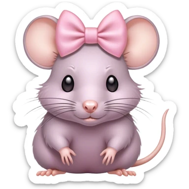 Rat with a light pink bow sticker