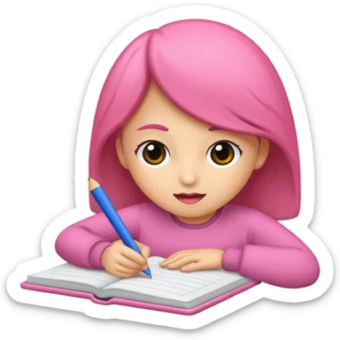 lapiz rosa escribiendo pensando sticker