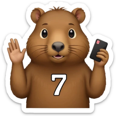Capybara holding 67 in hands sticker