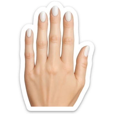 beautiful realistic female hand with five fingers and white manicure sticker