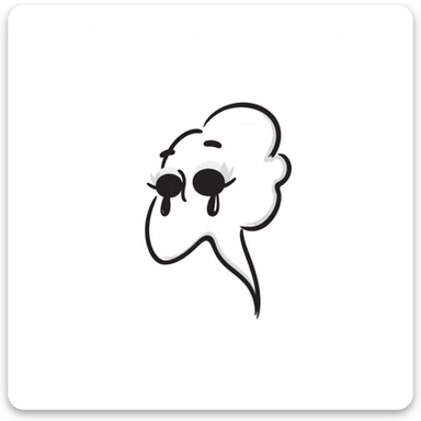 A hand-drawn soul or spirit crying tears, emotional essence sticker
