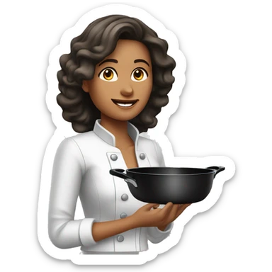 Beauty woman cooking in a 10 inches skillet sticker