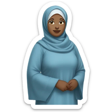 Black chubby Hijabi in light blue abaya standing sticker