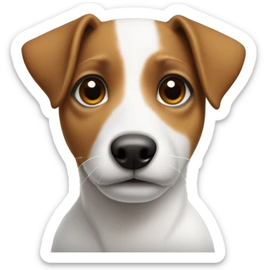 jack russel pup with half face white and other half brown sticker