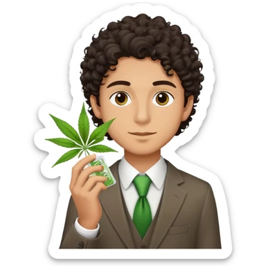 dark curly hair italian boy weed zyn nicotine pouches business  sticker