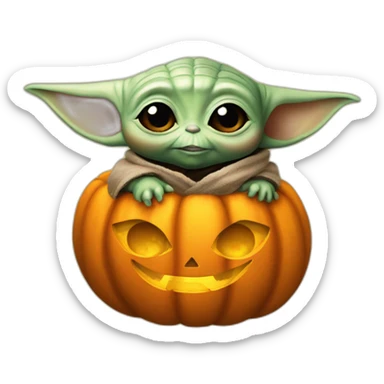 baby yoda in pumpkin sticker