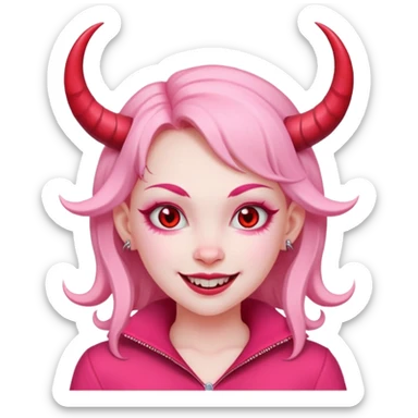 devil girl in pink outfit sticker