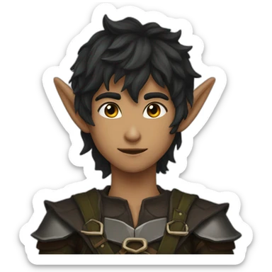 dark choppy hair kind elf ranger attractive sticker