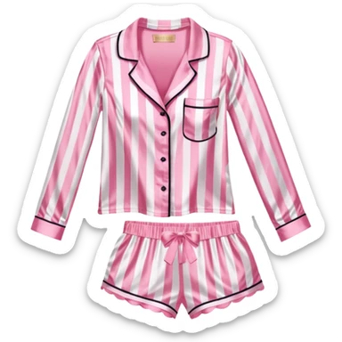 Striped pink and white silk Victoria’s Secret pajama set sticker