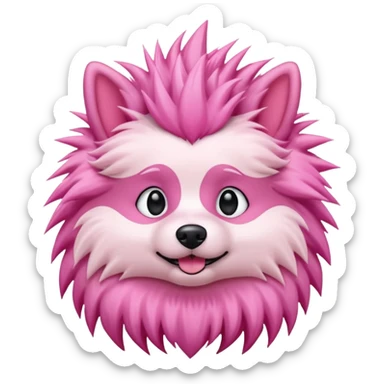 fancy pink spiky haired dog sticker