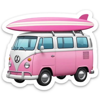 pink van with a surf board on it sticker