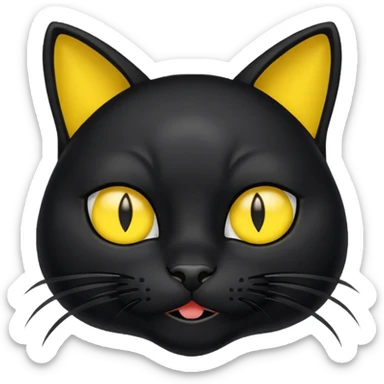 Black cat with yellow ears mad sticker