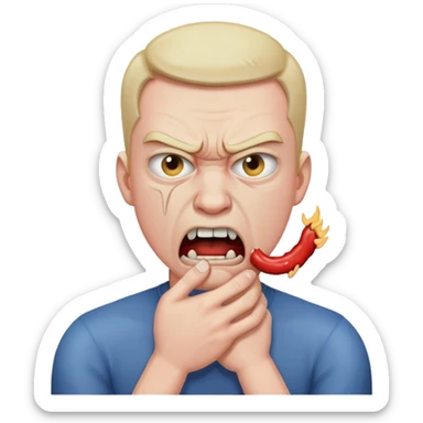 angry man choking himself sticker