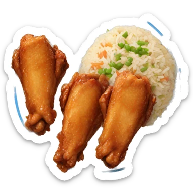 Three chicken wings and fried rice  sticker