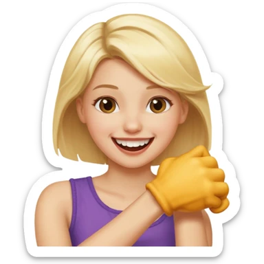 Emoji blonde girl love biting an arm sticker