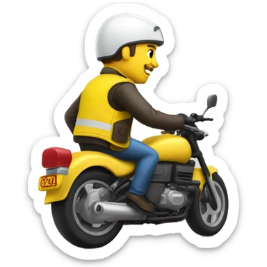 Un homme en gilet jaune sur une moto sticker
