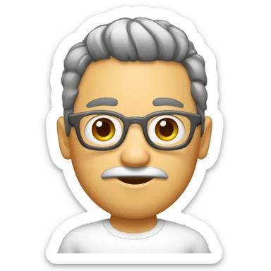 Minino, cabelo liso aberto de lado, barba e óculos de grau redondo  sticker