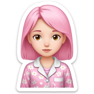 Girl with white and pink pijama sticker