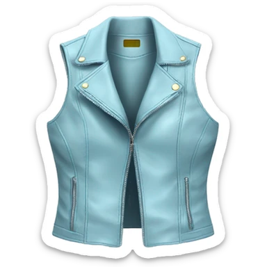 Realistic isolated open feminine light blue leather zip up fashion vest.  sticker