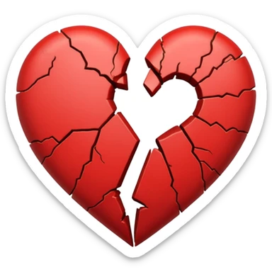 broken heart with a crack in the middle sticker