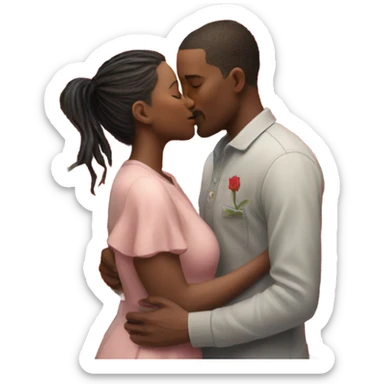 Hyper Realistic Couple kissing surrounded by roses and butterflies  sticker