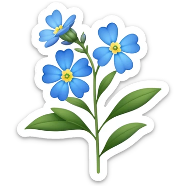single Myosotis alpestris, straight stem sticker