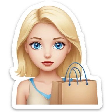 Blonde girl blue eyes with makeup and a shopping bag  sticker