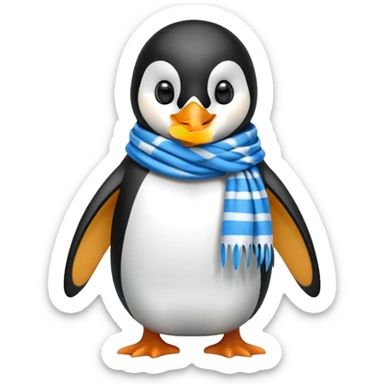 penguin with blue scarf  sticker