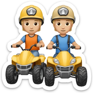 Can you make 2 blonde boys kids riding four wheelers sticker