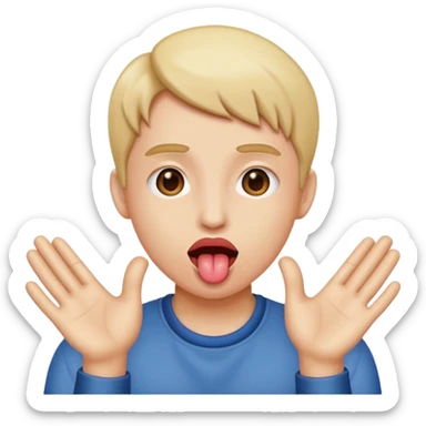 Tongue out with hands to the side sticker