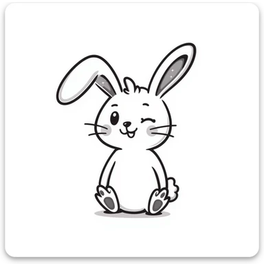 kawaii bunny plush toy with sparkly eyes and a huge smile, soft pastel colors, dreamy hand-drawn style sticker