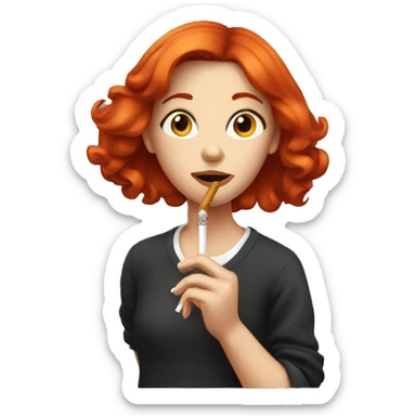 Girl with red hair smoking a cigarette  sticker