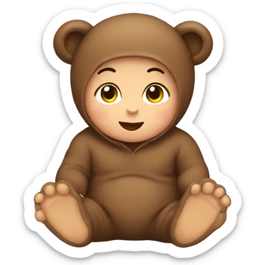 Baby wearing bear sticker