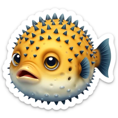 Black sad puffer fish  sticker
